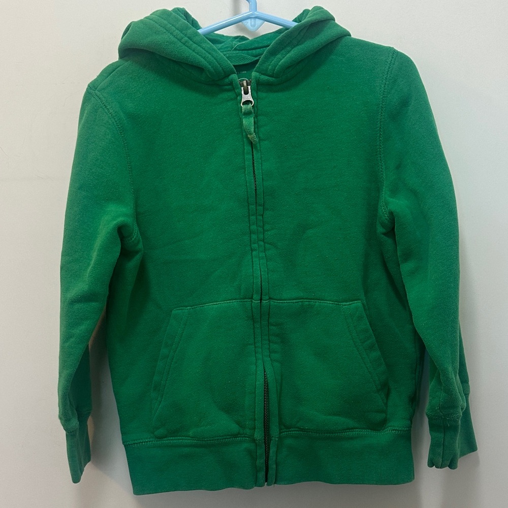 Primary Brans Green Kids Zip Up Hoodie Jacket With Pockets Size 4-5